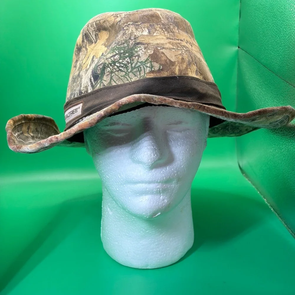 Realtree Camo Boonie Hat Mens XL Outdoor Fishing Wide Brim Bush Fedora Sun Cap
